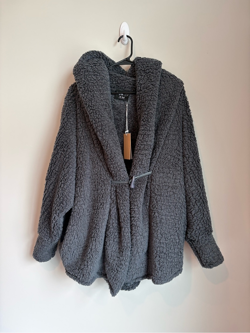 Popflex Cocoon Sherpa Oversized Coat - Cool Grey